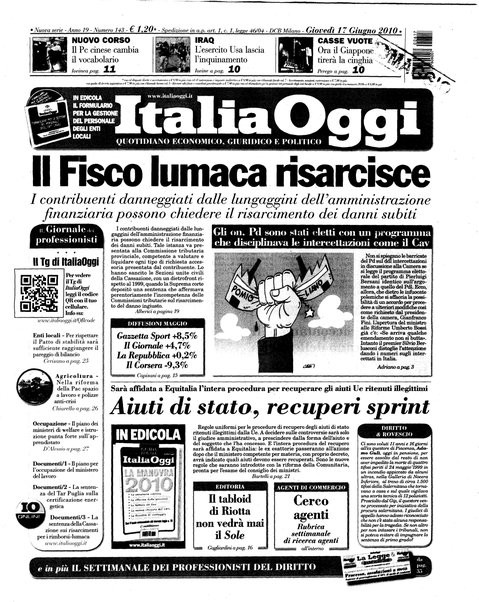 Italia oggi : quotidiano di economia finanza e politica